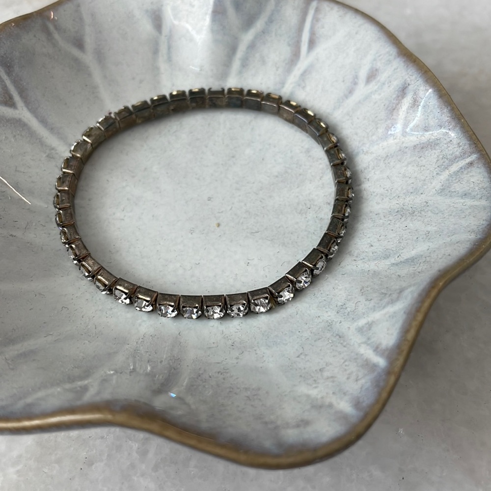 Stretchy sterling silver and rhinestone bracelet